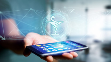 Wall Mural - pharmacy medical icon on a futuristic interface