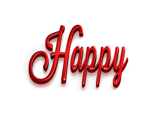 Wall Mural - Happy Wordin Red Color. 3D Render Illustration