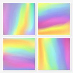 Wall Mural - Holographic backgrounds set square textures bright