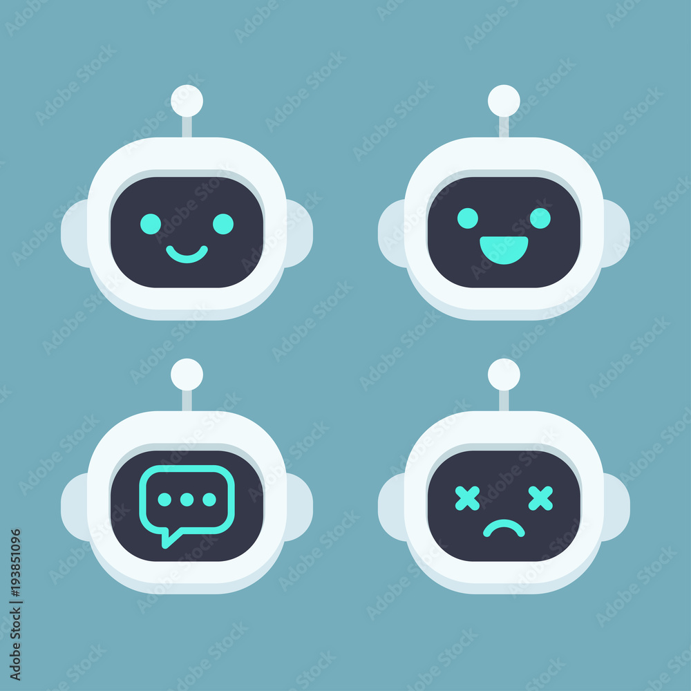 Cute robot face set Stock Vector | Adobe Stock