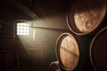 Barrel making workshop in old basement.