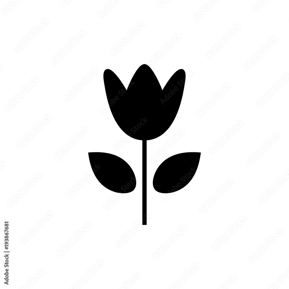 tulip flower icon black on white background Stock Vector | Adobe Stock