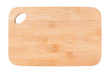 Fototapeta Góry - wooden cutting board on white background, side view