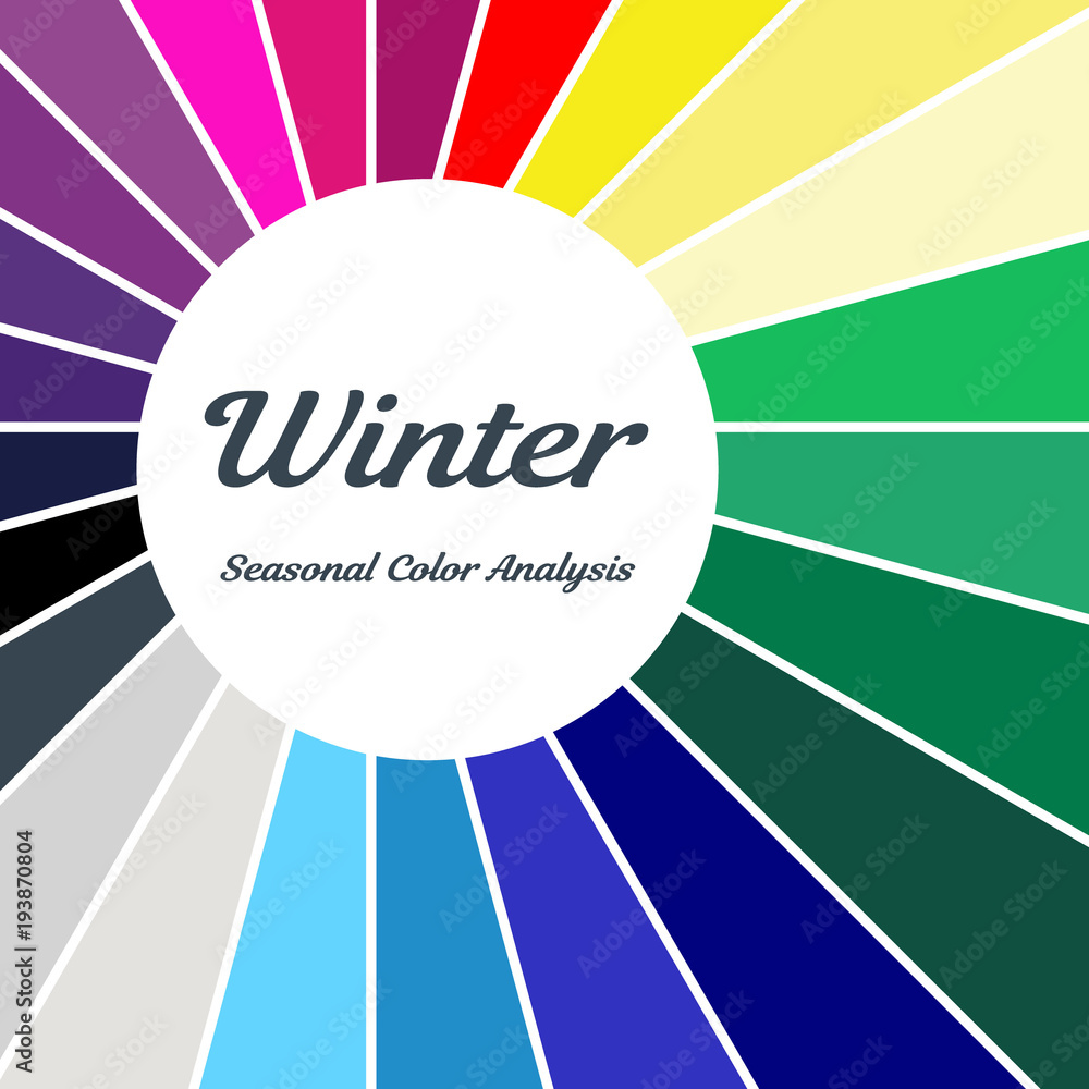 Winter Color Sort Stock vector color guide. Seasonal color analysis palette for winter ...