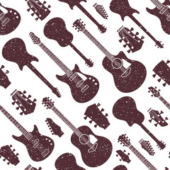 Wall Mural - Retro styled vector guitars seamless pattern or background