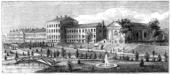 Fototapete - victorian engraving of the US Naval Academy, Annapolis