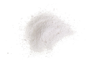 Washing powder isolated on white background. Top view. Flat lay