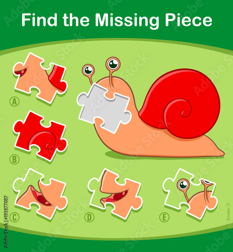 Find the Missing Piece puzzle game with cute snail - Buy this stock