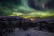 Beautiful aurora borealis over mountain at abisko national park, Lapland, Sweden, Northern lights