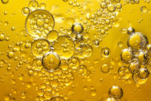 Golden Yellow Bubble Oil, Abstract Background