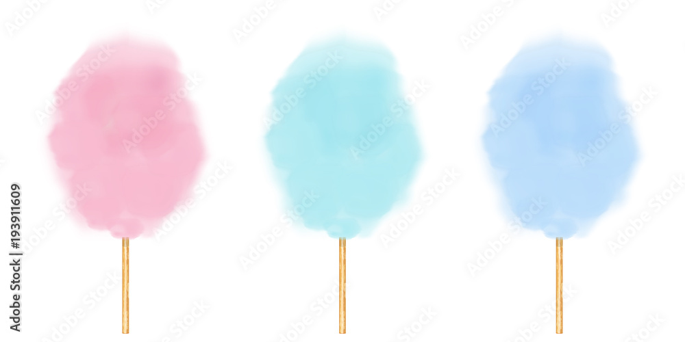 Realistic cotton candy set. Vector isolated illustration on white ...
