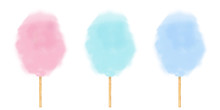 Realistic cotton candy set.  Vector isolated  illustration on white background.