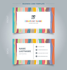 Creative business card and name card template colorful pastels vertical striped background.