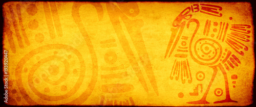 Grunge background with American Indian traditional patterns Poster Mural XXL