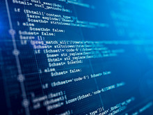 Software Development, Source Code, Computer Script Concept. Programming Code Abstract Screen. 3d Rendering