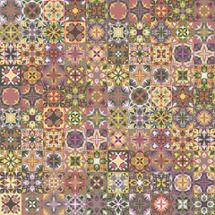 Naklejka na meble Vintage Bright seamless Intricate Tile Pattern for textiles or for interior design. Ceramic paint floor, ornament Collection Patchwork background
