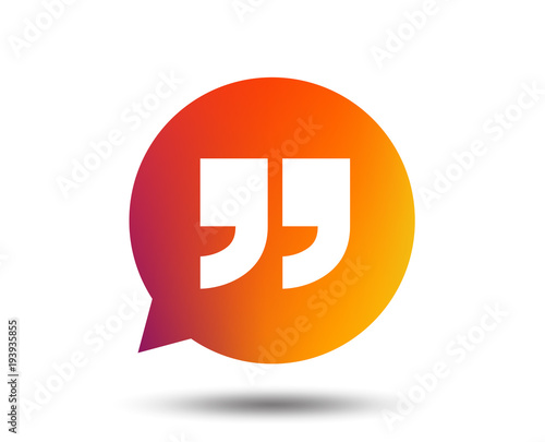 Download Quote sign icon. Quotation mark in speech bubble symbol ...