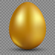 Golden egg isolated on translucent background for Easter day