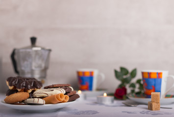 Canvas Print - different cookies on a coffee table