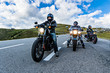Motorcycle drivers riding in Alpine highway, Nockalmstrasse, Austria, Europe.