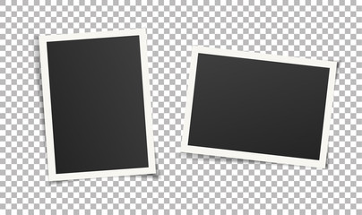 Poster - Set of vintage photo frames without adhesive tape. Scrapbook design. Vector illustration of picture frame templates on transparent background for photos. Photorealistic EPS10 mockups with shadow. 