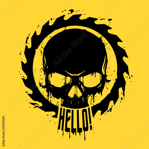 Skull in saw illustration