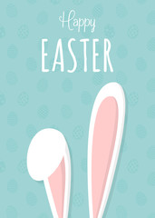 Wall Mural - Happy Easter - design of a card with bunny and wishes. Vector.