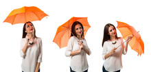 Pretty Young Girl Holding An Umbrella