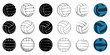 Set volleyball icon contour ball, colored ball
