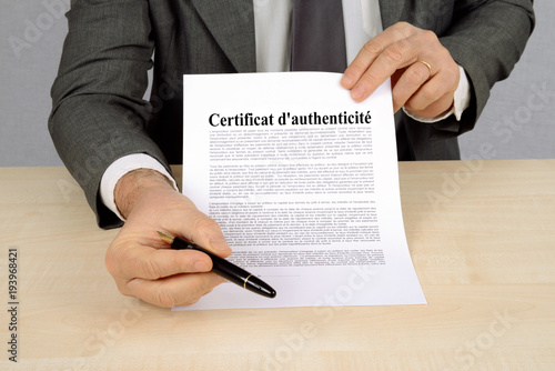 Photographie Certificat d'authenticité