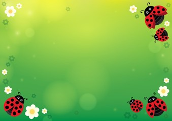 Poster - Spring background with ladybugs 1