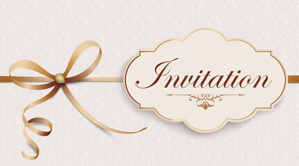 Wall Mural - Invitation Classic Emblem Ornaments Ribbon Bow Header