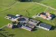 Aerial image of farm with piggery and cattle breeding at the French Belgian border