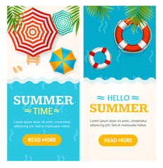 Wall Mural - Hello Summer Time Banner Vecrtical Set. Vector