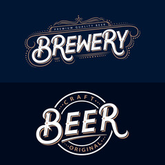 Wall Mural - Beer and Brewery hand written lettering logos