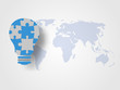 © Phodsapon Longvilai - Jigsaw in the lightbulb shape on world map as background represent new idea and innovation concept. Technology Background.  Concept of engineering and innovation for our earth. Vector illustration.