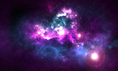 Wall Mural - Cosmic Galaxy Background with nebula, stardust and bright shining stars