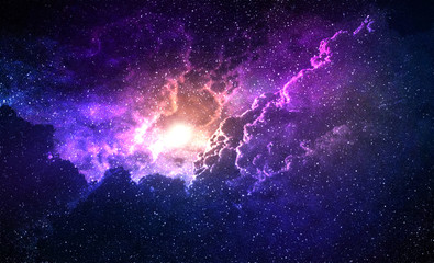 cosmic galaxy background with nebula, stardust and bright shining stars
