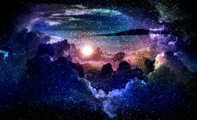 Wall Mural - Cosmic Galaxy Background with nebula, stardust and bright shining stars