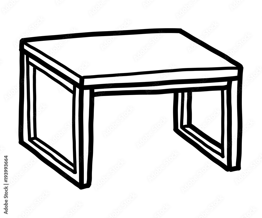 table / cartoon vector and illustration, black and white, hand drawn,  sketch style, isolated on white background. Stock Vector | Adobe Stock, image size:1000x833
