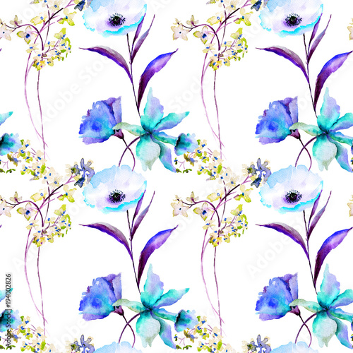 Seamless pattern with flowers