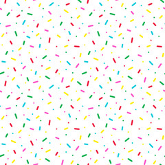 Seamless pattern with colorful sprinkles, confetti. Donut glaze background.