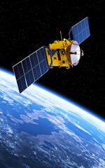 Wall Mural - communication satellite orbiting planet earth