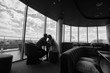 © Nestyda - portrait of bride and groom kissing on a background of the city.
