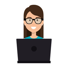 Canvas Print - woman working in laptop character vector illustration design