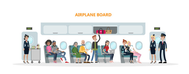 Wall Mural - People in airplane.