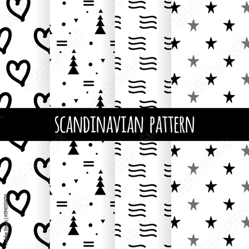 Set Of Scandinavian Design Patternsvector Art Graphicblack