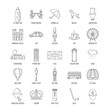 Outline England touristic icons set with state sovereignty elements national and cultural traditions symbols isolated vector illustration. British simbols and showplaces