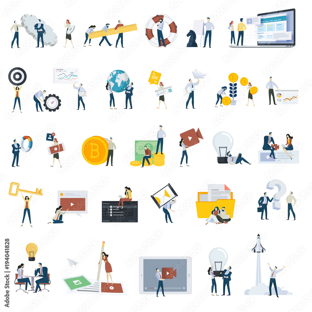 Flat design people concept icons isolated on white. Set of vector ...