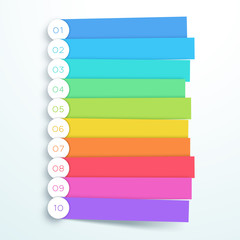 Wall Mural - Vector Colorful Banner Steps Infographic List 1 to 10